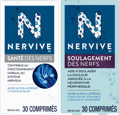 Nervive 神经缓解，有助于缓解与周围神经病变和神经健康相关的疼痛，适用于神经系统，α-硫辛酸、ALA、维生素 B1-硫胺素、B6、B12，30 天用量，30 粒