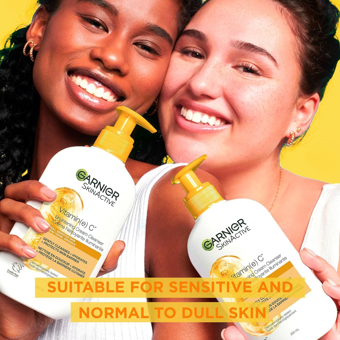 Garnier Vitamin C Cream Cleanser, Foaming Face Wash and Makeup Remover, Hydrates and Brightens Skin, Formulated With Glycerin, Without Sulfates, Dermatologically Tested, For Men and Women, 250ml