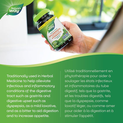 Nature's Way 黃連根 – 緩解消化不良 – 幫助消化 – 溫和瀉藥 – 非基因改造 – 100 粒素食膠囊，超值裝