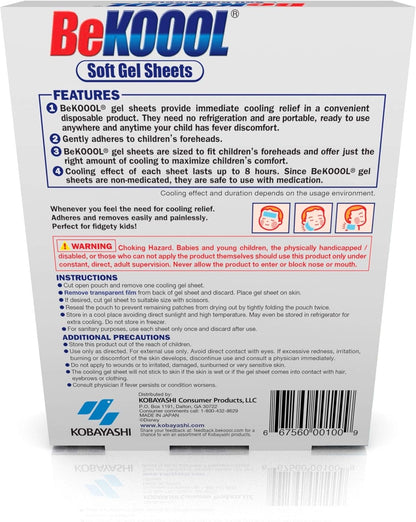 BeKoool 儿童柔软冷却凝胶贴，4 片