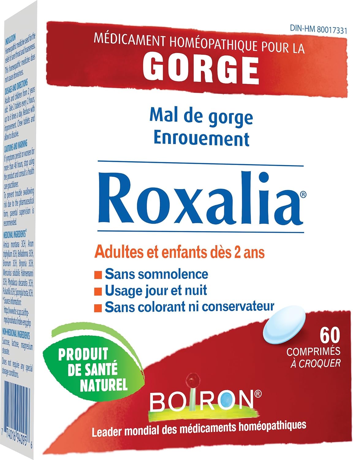 Boiron Roxalia，60 片，用于治疗喉咙痛和声音嘶哑的顺势疗法药物