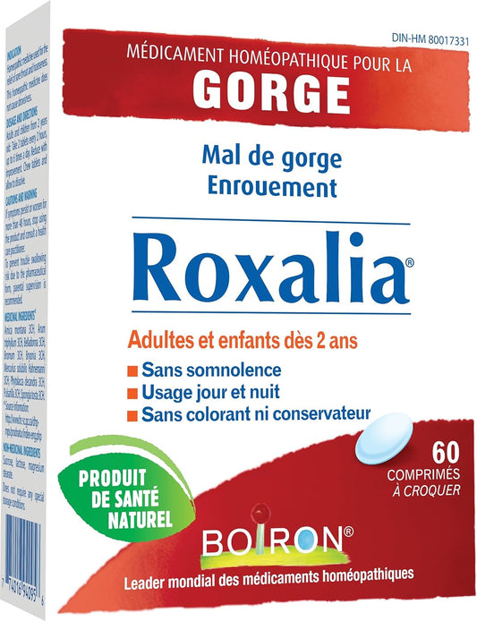 Boiron Roxalia，60 片，用于治疗喉咙痛和声音嘶哑的顺势疗法药物