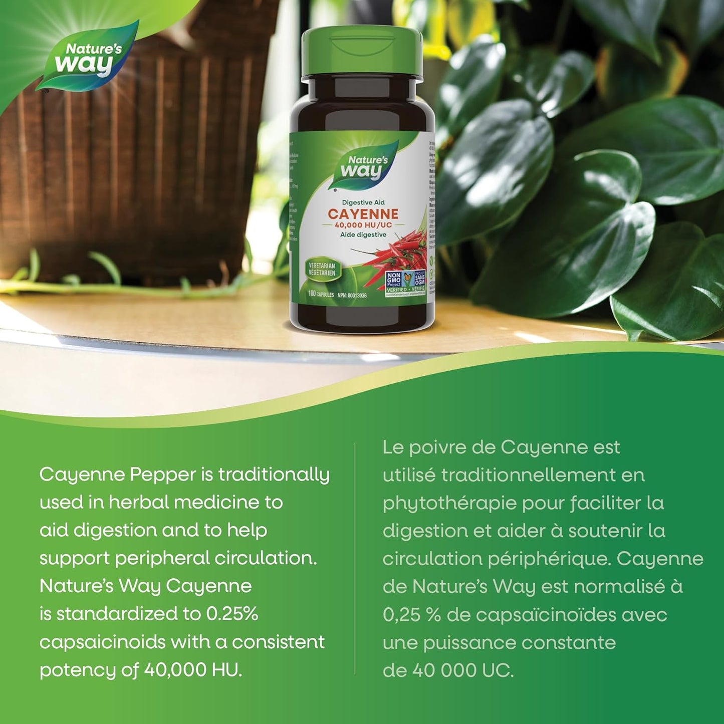 Nature's Way Cayenne Pepper 40,000 HU, 450 mg per serving, 100 Vegetarian Capsules ( 1 Pack)