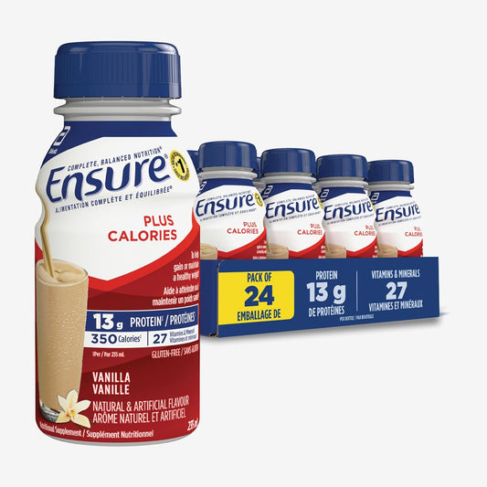Ensure Plus Calories, Nutritional Supplement Shake Value Pack, To Help With Healthy Weight Gain Or Maintenance, Vanilla, 24 x 235-mL Bottles