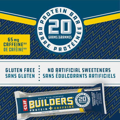 CLIF BUILDERS 蛋白棒，巧克力曲奇饼干口味，20 克蛋白质，加拿大制造，无麸质，无人工香料，68 克（6 包），加拿大制造