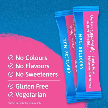 嘉寶嬰兒腹瀉緩解補充劑，0-3 歲，緩解嬰兒腹瀉，急性感染性腹瀉和抗生素相關腹瀉，益生菌和益生元 HMO，無麩質，小袋裝