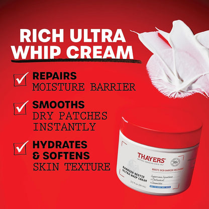 THAYERS Barrier Bestie Ultra Whip 面部保湿霜，含神经酰胺和甘蔗角鲨烷，适合干性至极干性肌肤，促进肌肤修复，59 毫升