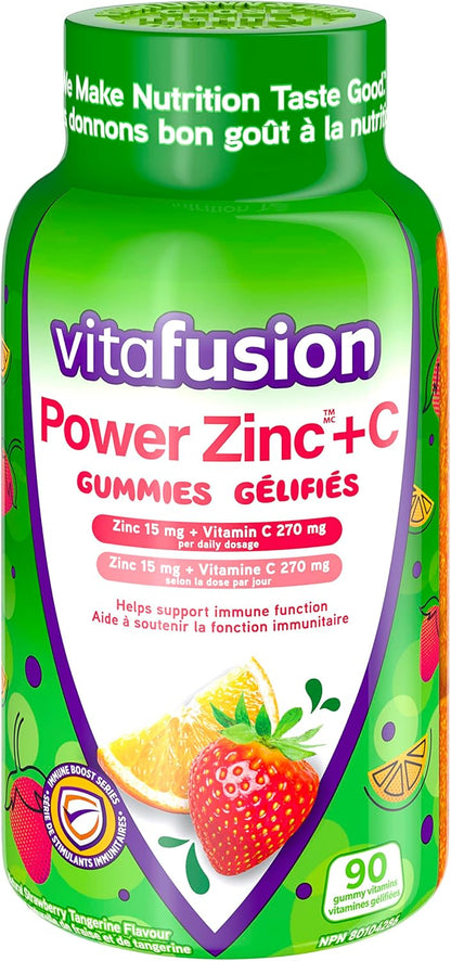 Vitafusion Power 鋅 + C 成人維生素軟糖，草莓橘子味，90 粒 & B12 成人維生素軟糖，1000 微克維生素 B12 每日劑量