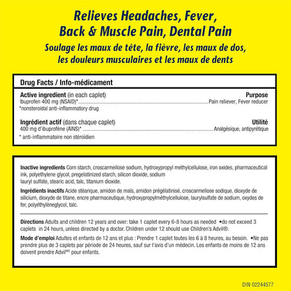 Advil Extra Strength Ibuprofen Pain Relief Caplets, Fast Acting Pain Relief for Migraine, Back, Neck, Joint, and Muscle Relief, 400mg (32 Count)