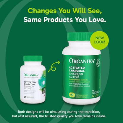 Organika 加拿大製造活性碳 - 順勢療法活性碳，有助於消化，排毒，緩解脹氣和腹脹 - 90 粒膠囊