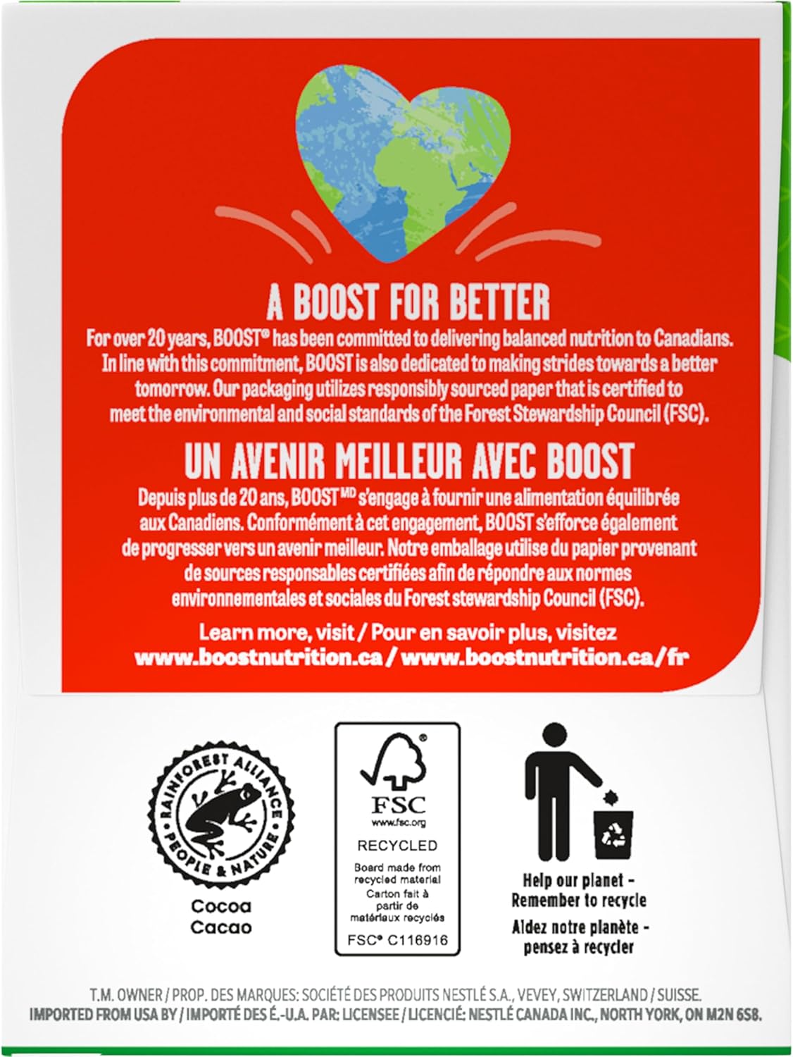 BOOST 高蛋白代餐饮料，巧克力味，24 x 237 毫升