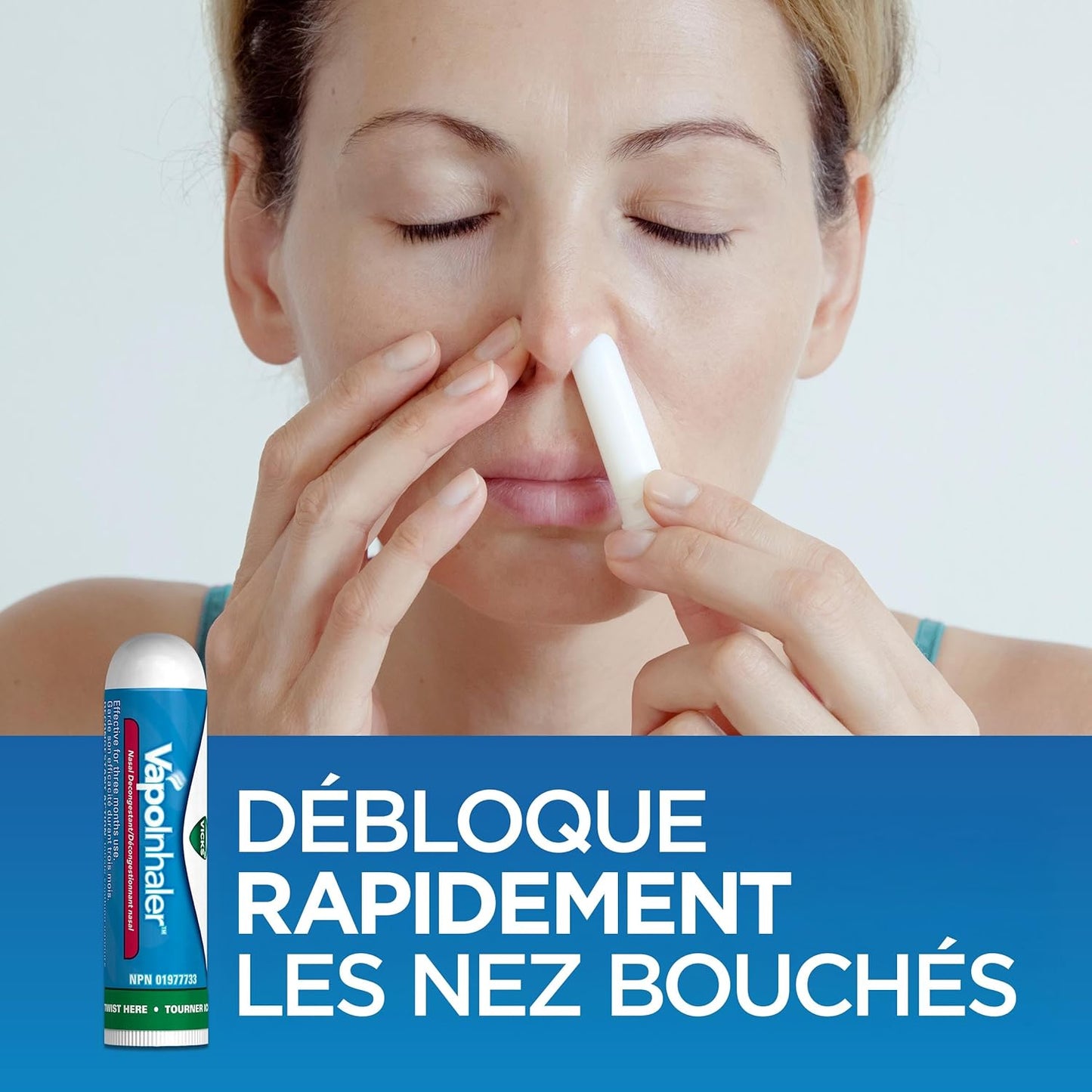 Vicks Vapoinhaler 鼻减充血剂，含舒缓蒸汽，可暂时缓解感冒引起的鼻塞，薄荷醇香味，2 包，每包 0.20 毫升