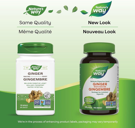 Nature's Way Ginger Root – Traditional Digestive Support Supplement – Helps Relieve Digestive Upset – Gluten Free, Vegetarian, Non-GMO – 100 Capsules