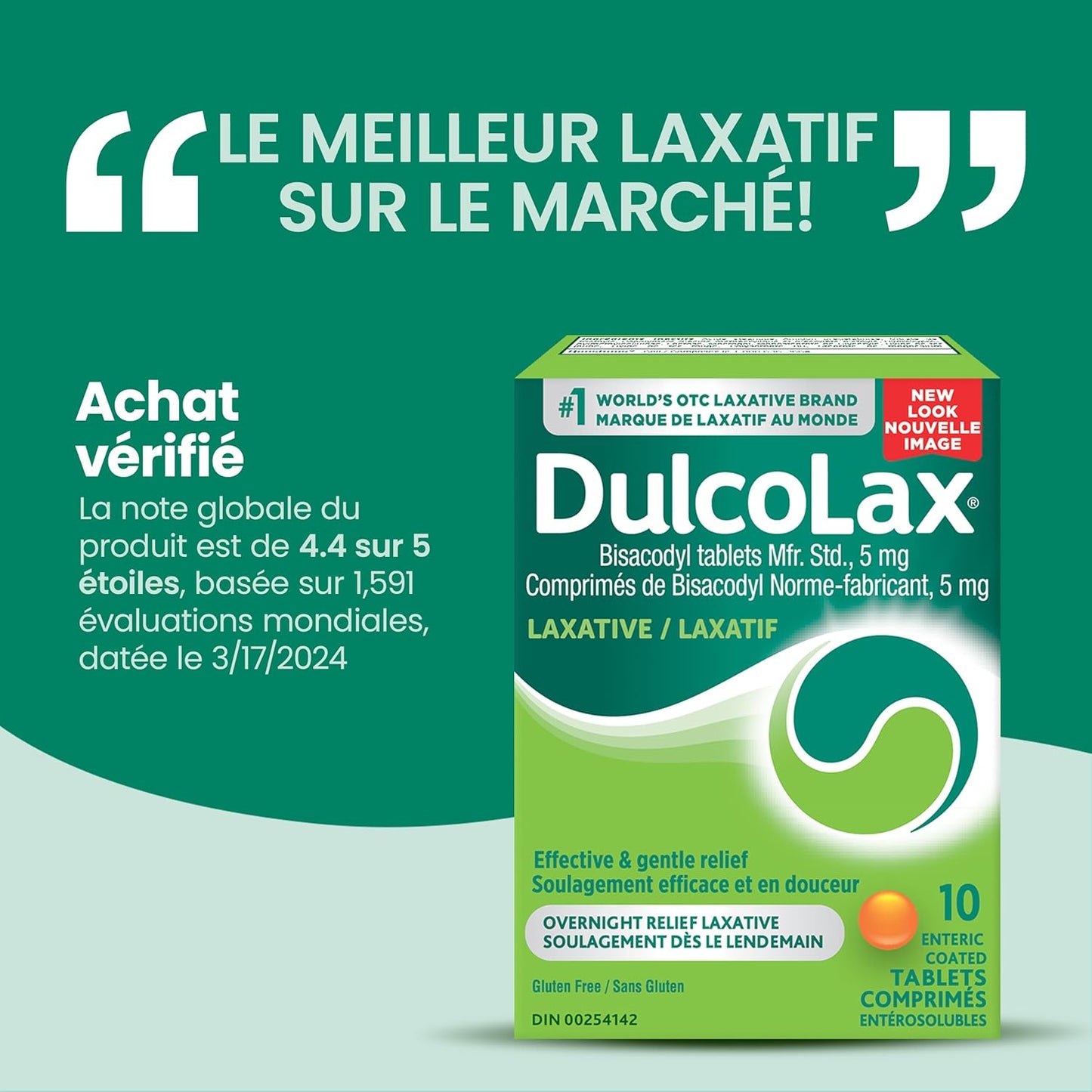 Dulcolax 比沙可啶片，5 毫克刺激性泻药，用于缓解偶尔便秘，适用于成人、6 岁以上儿童和哺乳期妇女的泻药和便秘缓解，10 片