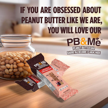 PB&Me Peanut Butter Protein Bars –Peanut Butter & Jelly, 10g Protein, Low Sugar, High Fiber, No Artificial Sweeteners or Preservatives, Meal Replacement, 5-Pack, Snack Bars for Work, Gym & Travel