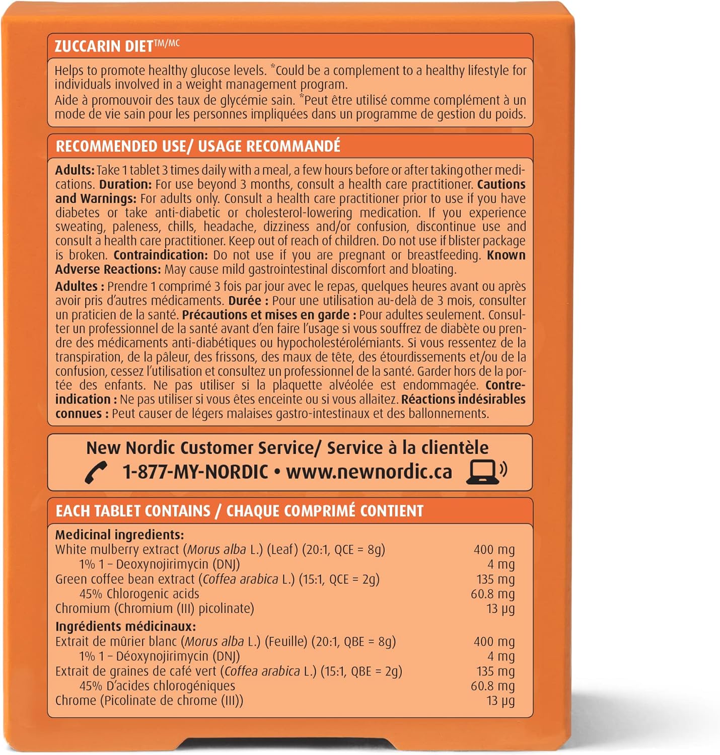 New Nordic Zuccarin Diet - Herbal Supplement to Support a Healthy Lifestyle - Contains White Mulberry Leaf Extract & Green Coffee Bean Extract - 60 Vegan Tablets