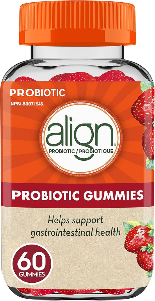 Align Probiotic Gummies for Women & Men, Helps Support Gastrointestinal Health, Made With Naturally Sourced Fruit Flavors, Strawberry Flavour, 60 Gummies