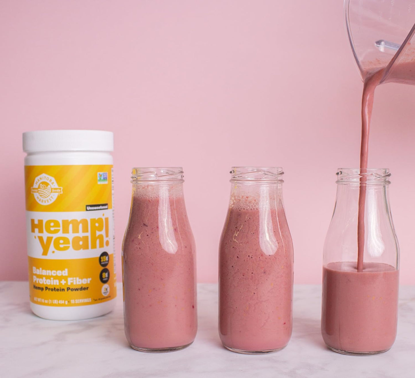 Manitoba Harvest Hemp Yeah! Org 蛋白质混合物 - 巧克力 454 克 & Hemp Yeah 均衡蛋白质 + 纤维粉，无糖，454 克，每份含 15 克蛋白质、8 克纤维和 2 克 Omega 3&6