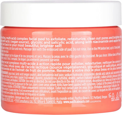 Pacifica Beauty Glow Baby Brightening Peel Pads 10% AHA + BHA, Skincare, Exfoliating, Skin Texture, Minimize Pores, For All Skin Types, Fragrance Free, Clean Skin Care, Vegan - 60 Pads (1 Count)