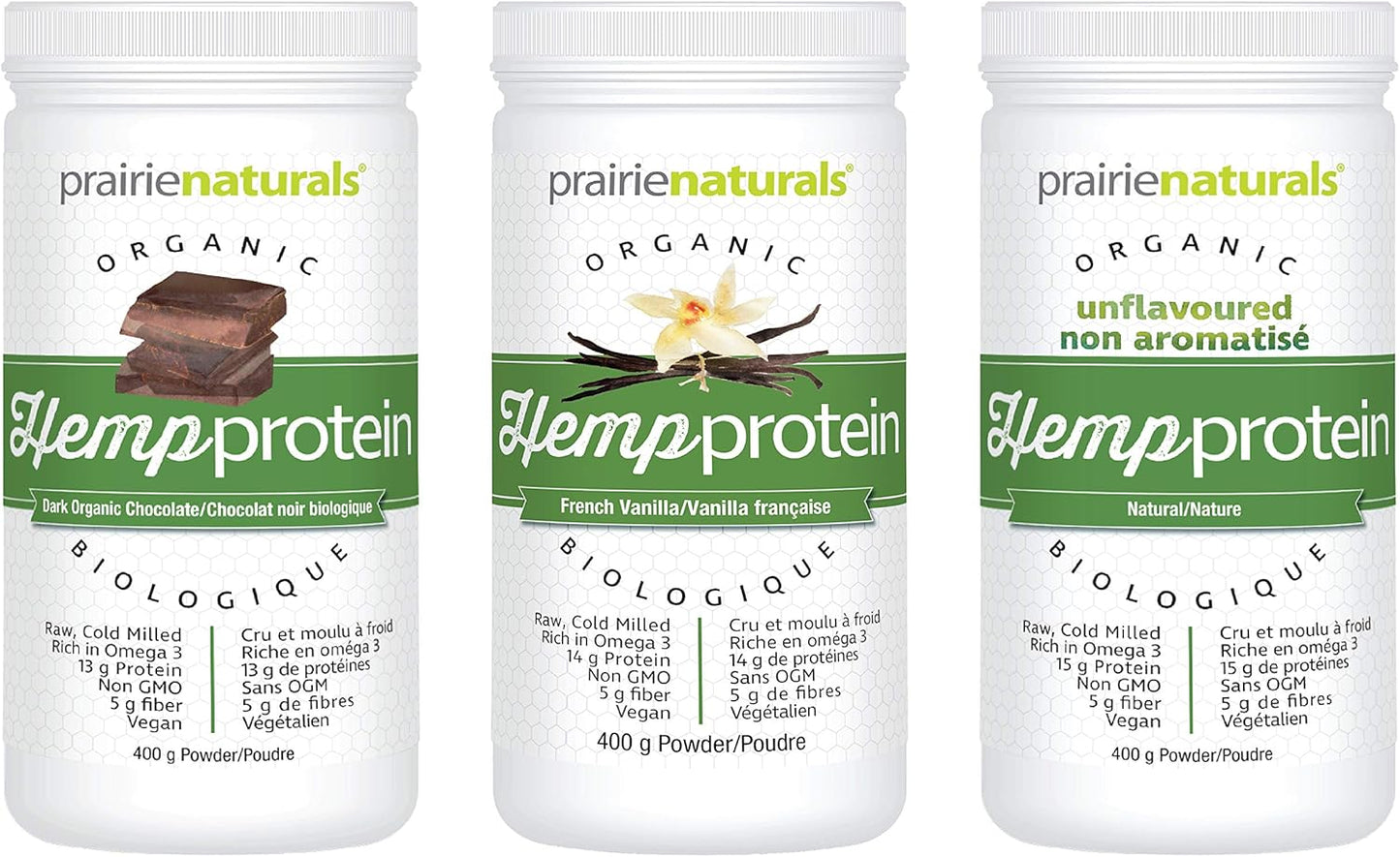 Prairie Naturals Organic Raw Hemp Protein - French Vanilla Flavour 400 gram