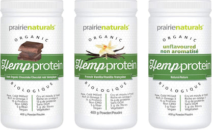 Prairie Naturals Organic Raw Hemp Protein - French Vanilla Flavour 400 gram