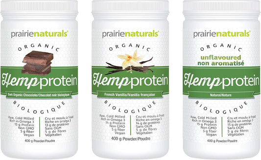 Prairie Naturals Organic Raw Hemp Protein - French Vanilla Flavour 400 gram