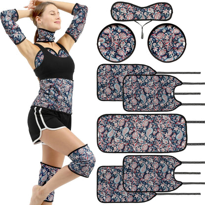 KANAV 8 Piece Castor Oil Pack Wrap Set, Organic Cotton Lined Reusable Castor Oil Compress Packs for Liver Detox, Insomnia, Constipation, Inflammation & Women's Gifts