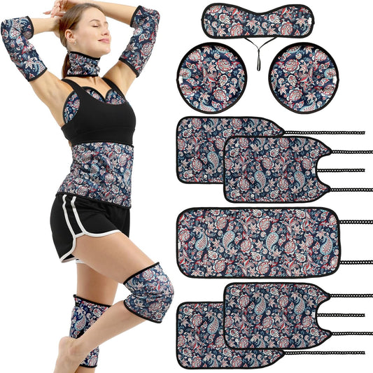 KANAV 8 件組蓖麻油敷裹套裝，有機棉內襯可重複使用蓖麻油敷裹包，用於肝臟排毒、失眠、便秘、發炎和女性禮物