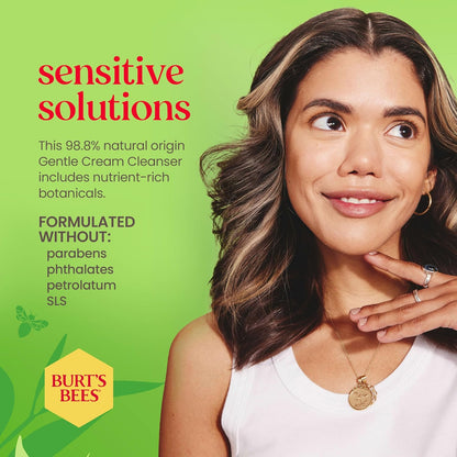 Burt's Bees 敏感肌專用潔面乳，含棉萃取物，98.9% 天然成分，由皮膚科醫師研發，170 克，潔面乳