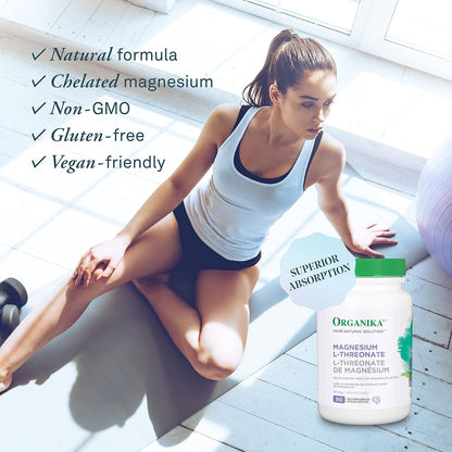 Organika L-蘇糖酸鎂 - 高吸收率，提高鎂含量 - 90粒膠囊