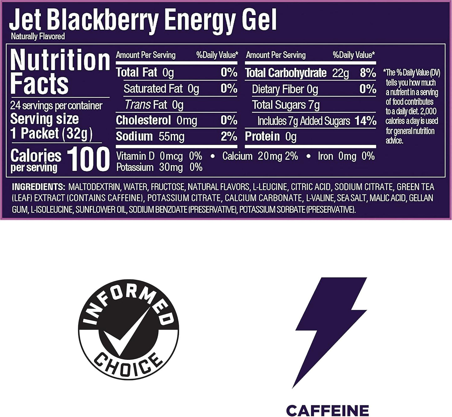 GU ENERGY 原廠運動營養能量凝膠，黑莓味，24 粒裝