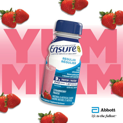 Ensure Regular，營養補充奶昔超值裝，保持活力和精力的營養，草莓味，24 x 235 毫升瓶裝