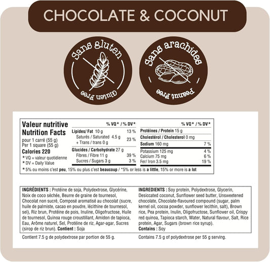 GoKrisp, Energy Square by Jimmy Sevigny, 15 gr Protein Pastry, Tasty Chocolate and Coconut, High Protein Snacks, Nut & Peanut Free, Gluten Free, (12-Pack)