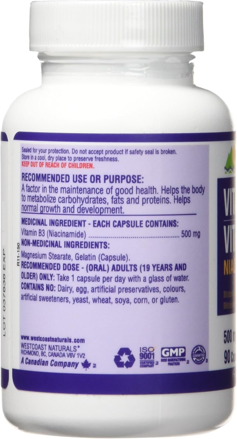 Westcoast Naturals 烟酰胺胶囊，500 毫克