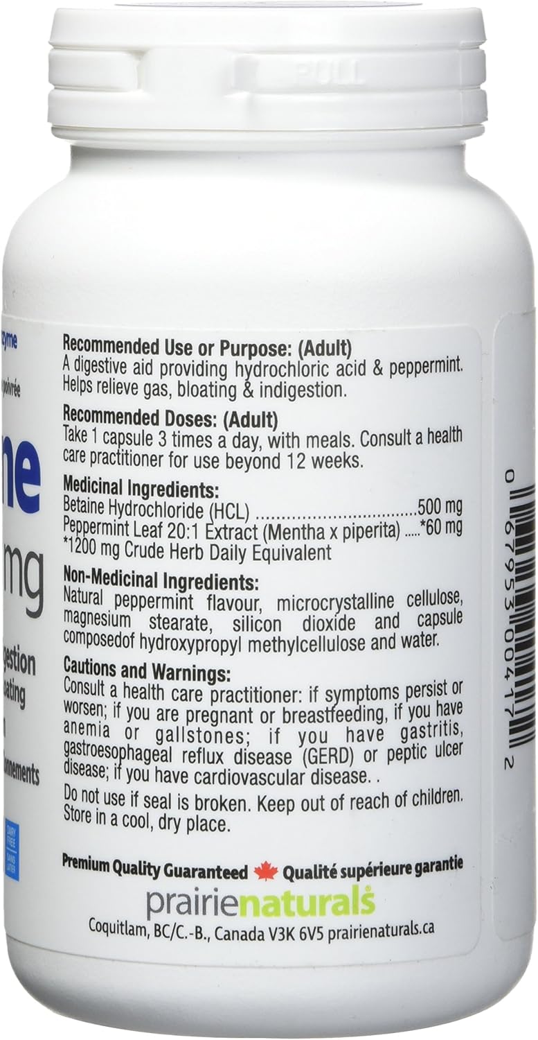 Prairie Naturals 甜菜鹼鹽酸鹽 500 毫克素食膠囊 - 120 粒 & Enzyme Force - 全譜植物酶，含 FibraZyme 素食膠囊 - 60 粒