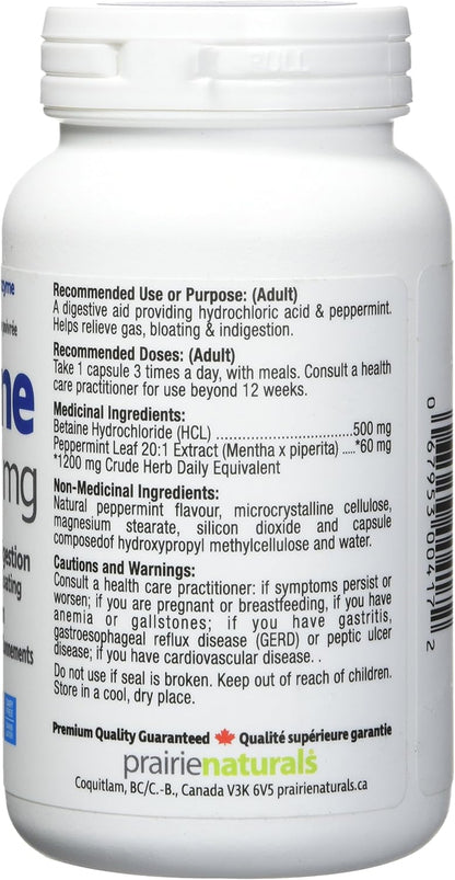 Prairie Naturals 甜菜鹼鹽酸鹽 500 毫克素食膠囊 - 120 粒 & Enzyme Force - 全譜植物酶，含 FibraZyme 素食膠囊 - 60 粒