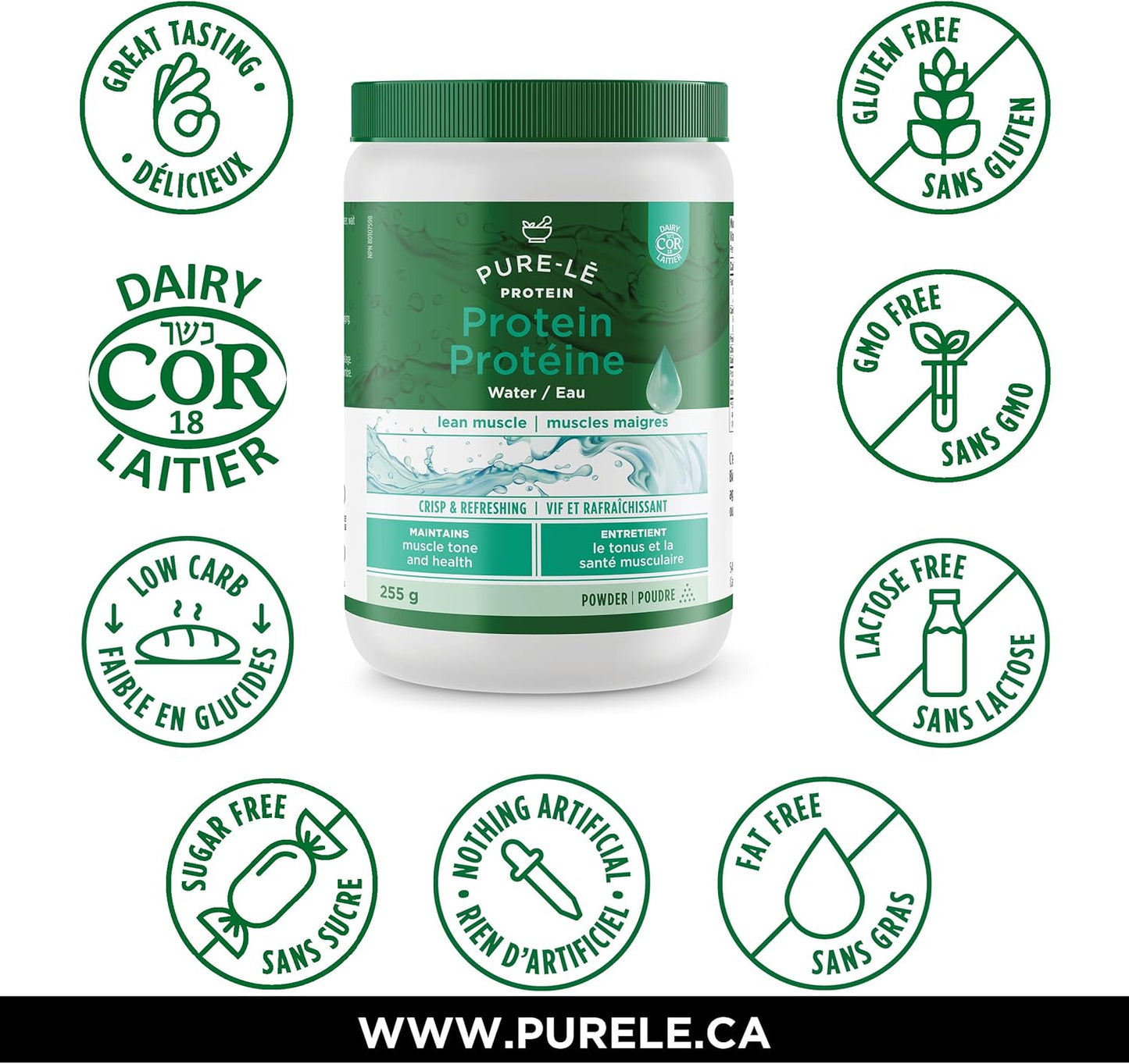 Pure-le Protein Water - Virtually Taste Free, Non-Thickening, All Natural, Zero Carbohydrate - 100% Grass-Fed Hydrolysed Whey Protein Isolate, Pastured Raised, Lactose-free, Hormone Free, Soy Free, GMO Free, Gluten Free …