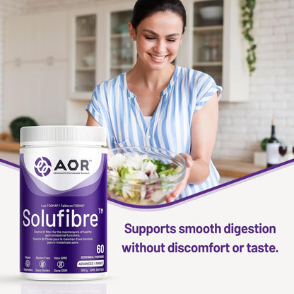 AOR - SoluFibre 粉，300 克，60 份 - 部分水解瓜尔胶 Sunfiber，促进消化舒适和规律 - 纯素、非转基因和无麸质 - 温和的益生元纤维补充剂 - 可溶性纤维
