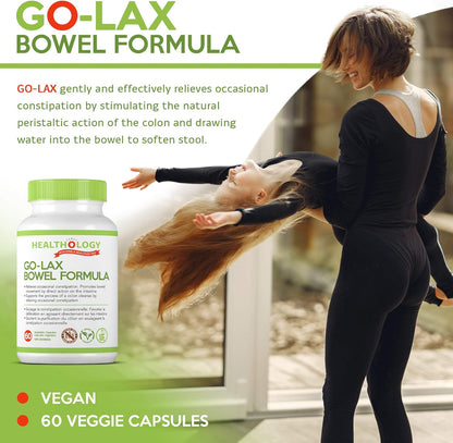 HEALTHOLOGY Go-Lax，腸道配方，天然瀉藥，有效緩解便秘補充劑，60 粒
