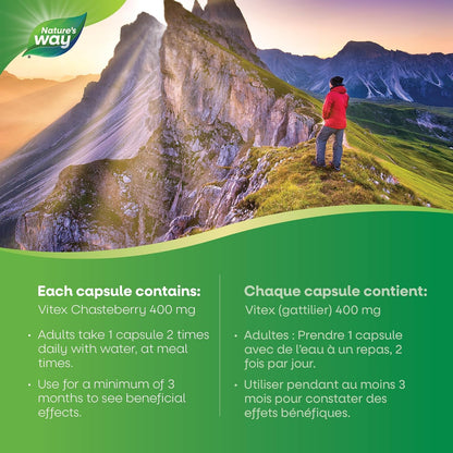 Nature's Way Vitex Chasteberry – Herbal Supplement to Help Relieve PMS Symptoms, Normalize Hormones and Stabilize Menstrual Cycle Irregularities – Non-GMO - 320 Vegetarian Capsules, Value Size