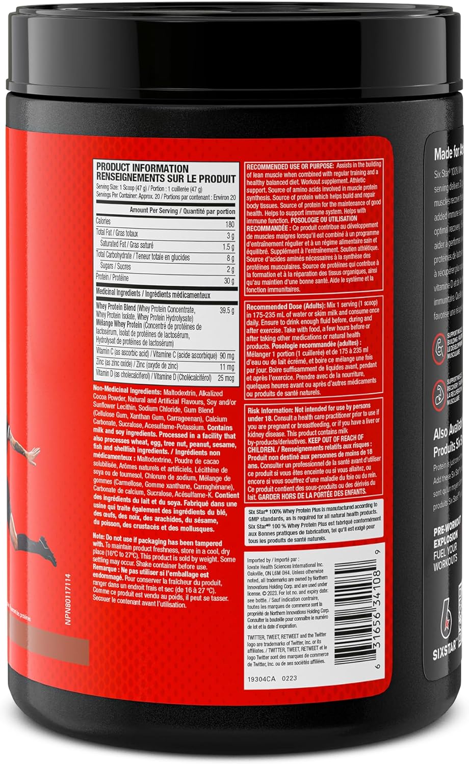 Six Star 乳清蛋白增强剂（分离蛋白和肽）增肌粉 | 巧克力+香草口味，每包 2 磅