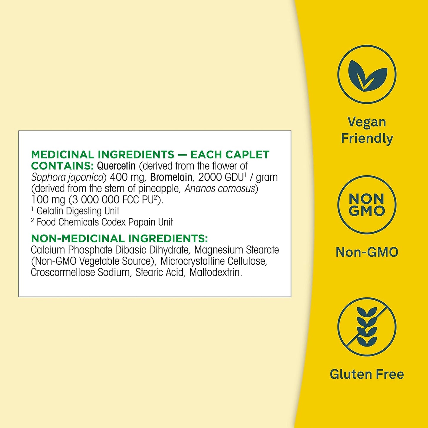 Organika 加拿大製造槲皮素與鳳梨蛋白酶 - 高可用性，支持免疫系統，支持過敏和發炎 - 60 片