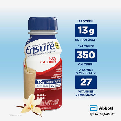 Ensure Plus Calories，營養補充品奶昔超值裝，有助於健康增重或維持體重，香草味，24 x 235 毫升瓶裝