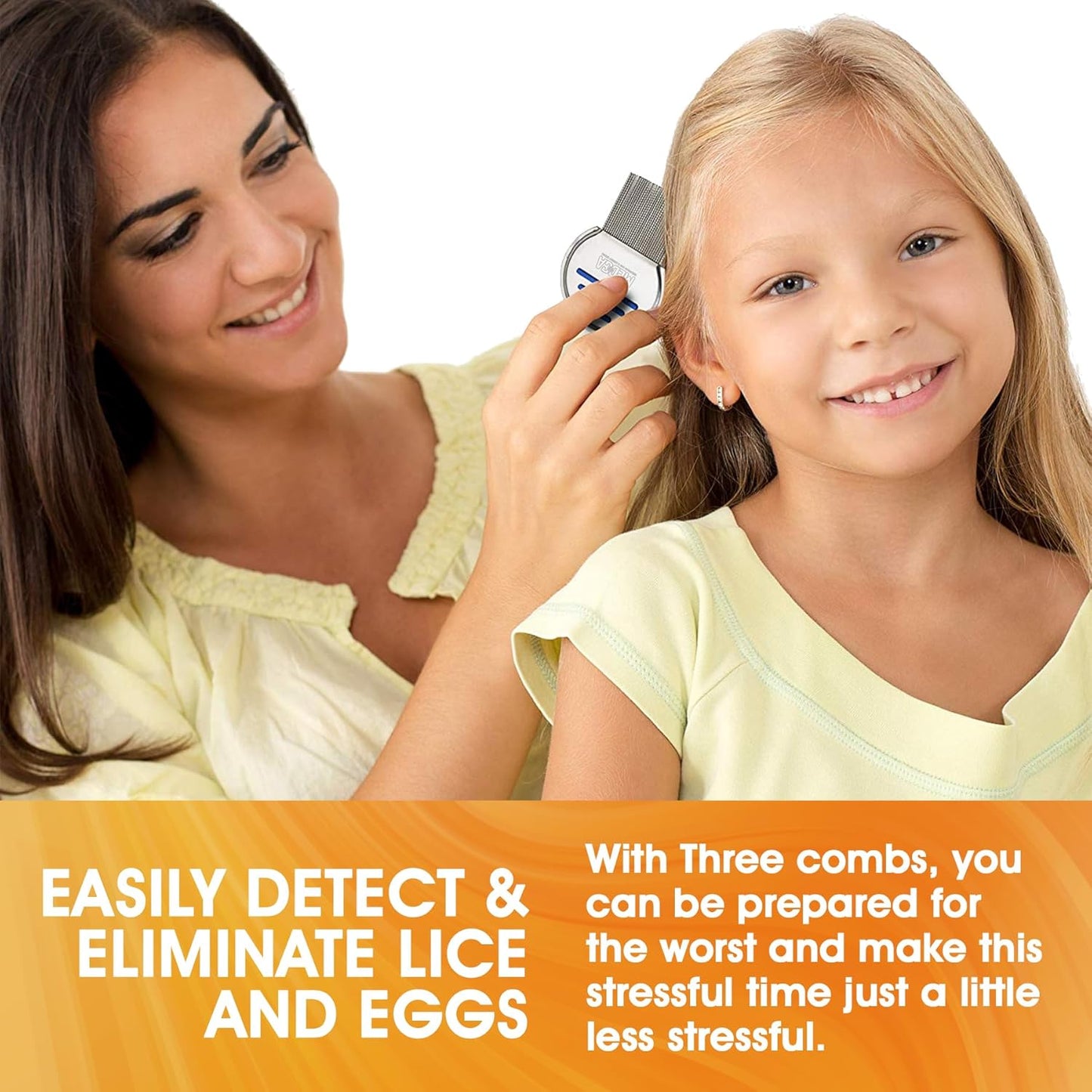 虱子梳 - （2 件装）不锈钢专业虱子梳和头虱治疗，有效去除头虱和虱卵，对儿童和成人感染和再感染有最佳效果