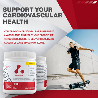 ATP LAB - E-Nos 330g Powder 20-Servings Citrus Flavour - Improve Sports Performance, Helps to Maintain and Support Cardiovascular Health - Pump Inducer and Pre Workout Powder