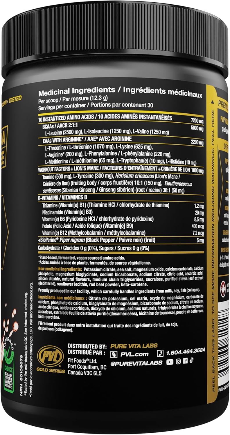 PVL EAA BCAA COMPLETE | 運動前、運動中或運動後 – EAA/BCAA 含 L-精胺酸，胺基酸補充劑 – 生酮友善 – （30 份（1 包），Orange Krush'd）