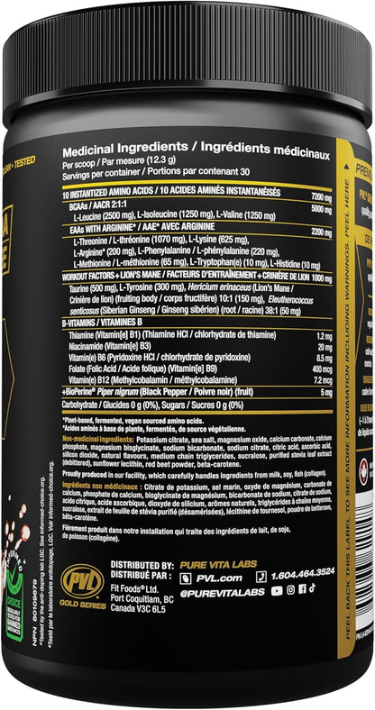 PVL EAA BCAA COMPLETE | 運動前、運動中或運動後 – EAA/BCAA 含 L-精胺酸，胺基酸補充劑 – 生酮友善 – （30 份（1 包），Orange Krush'd）