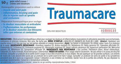 Homeocan Traumacare 乳膏 50 克，山金车提取物，用于关节和肌肉支持，快速吸收，不油腻，无异味，舒缓拉伤、扭伤和瘀伤引起的不适，适用于成人和 2 岁以上儿童