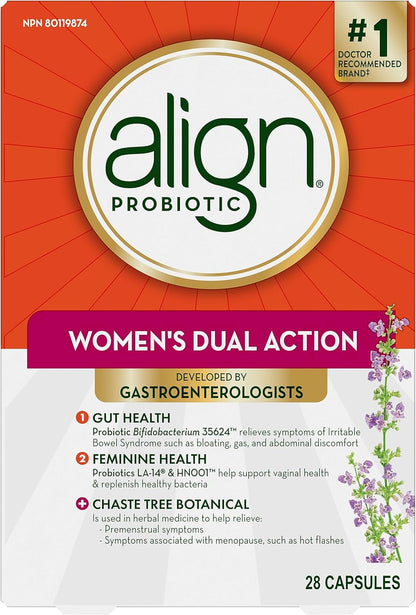 Align Advanced Probiotic Digestive Support, IBS Symptom Relief : Gas, Abdominal Discomfort & Probiotic, Women's Dual Action, Multi-Strain Probiotic, with Chaste Tree