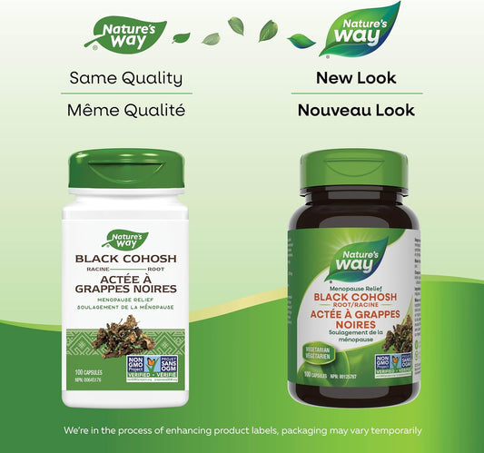 Nature's Way Black Cohosh Root – Herbal Supplement to Help Relieve Menstruation & Menopause Symptoms – Non-GMO, 100 Vegetarian Capsules for Women